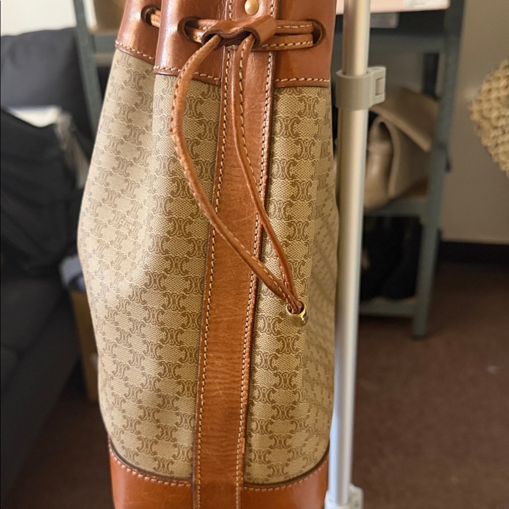 Celine Beige and Brown Drawstring bucket. Bag. No callouts. - Picture 8 of 12